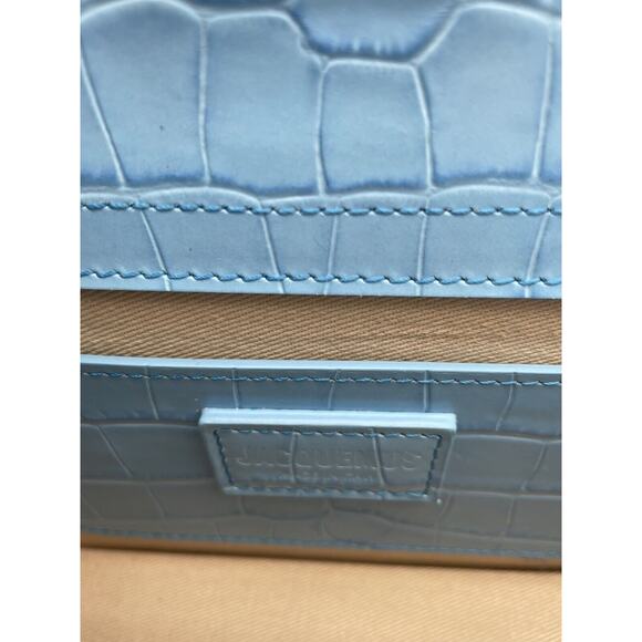 NEW JACQUEMUS LE GRAND BAMBINO CROC LEATHER CROSSBODY BLUE TOTE BAG PURSE NWT - Picture 14 of 14